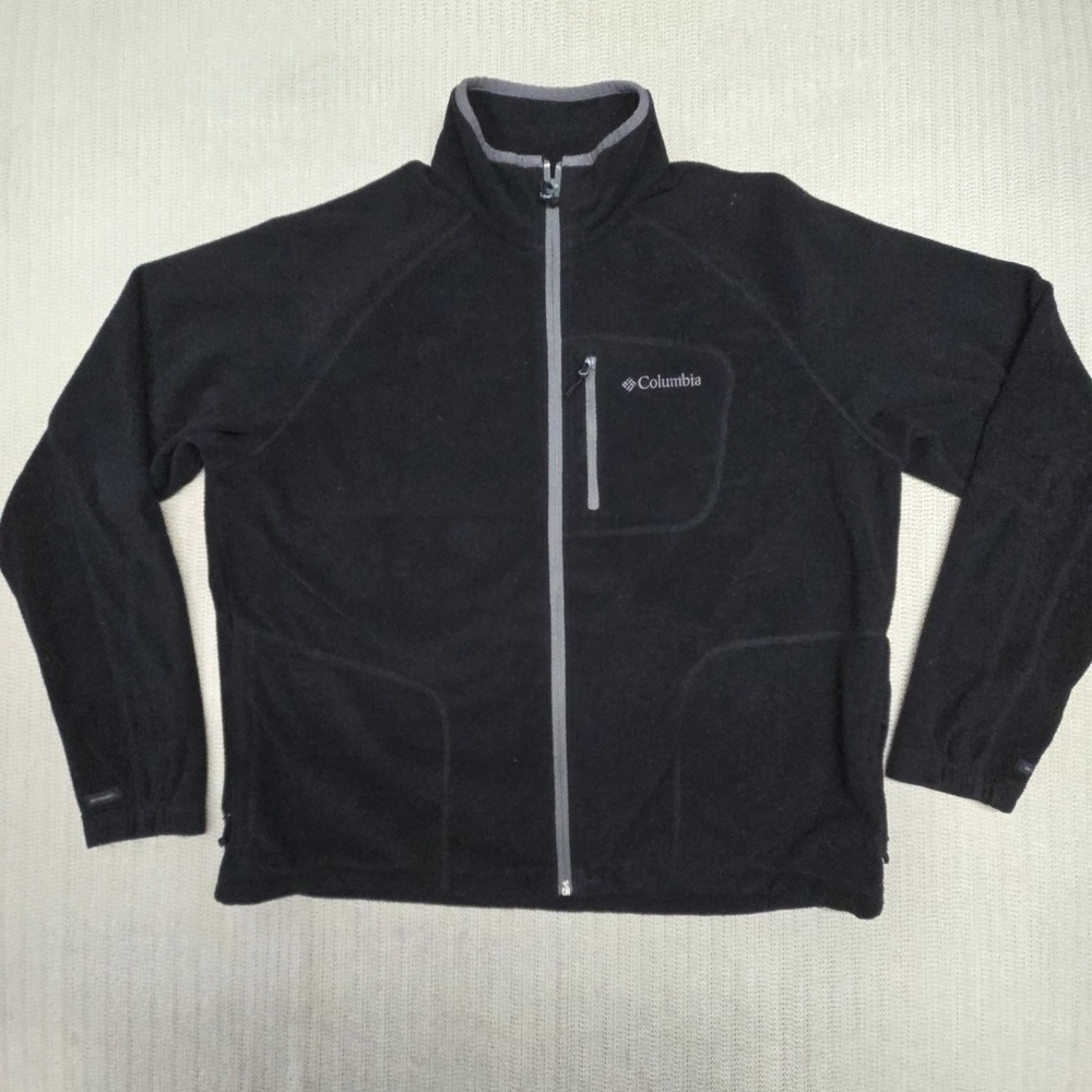 Columbia Interchange Sweater Sweatshirt Mens XL Black Full Zip Mock Neck